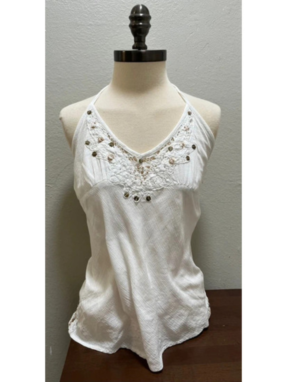 Vintage Y2K Charlotte Russe Halter Top Sz L White Boho